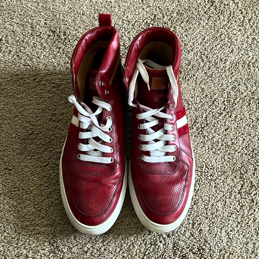 Mens’ Bally Sneakers. Authentic Calf Leather Burgandy